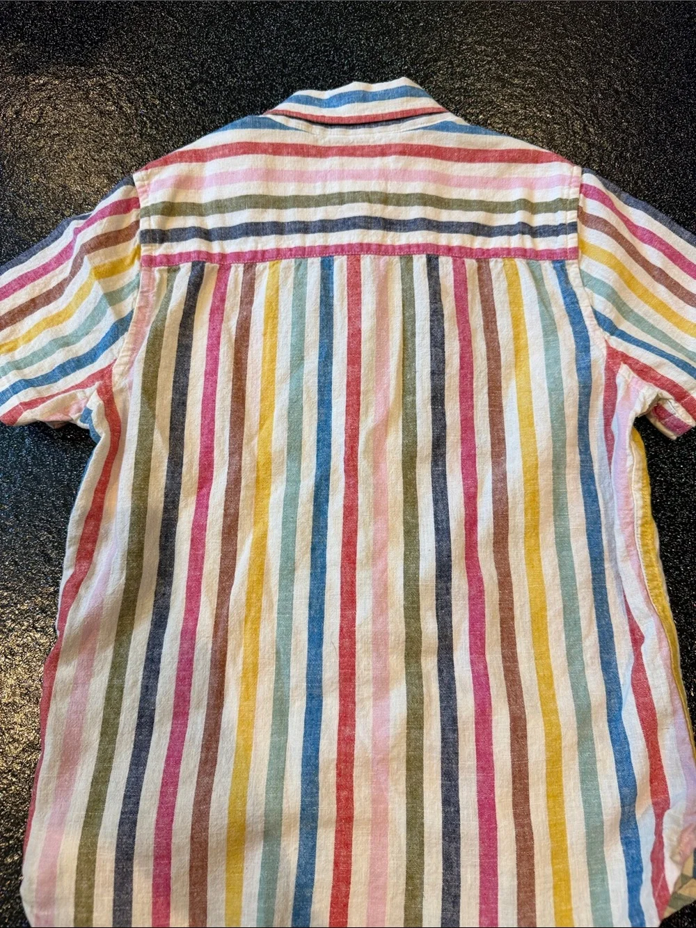 Mini Boden Multi-Color Stripe Short-Sleeve Shirt, Size 8-9
